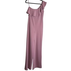 Altar'd State Embry One Shoulder Jumpsuit Womens Small Pink Ruffle Stretch Party